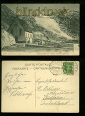 GLETSCH sw-AK Kirche mit Rhonegletscher 1908 (a2075)