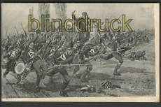 Truppen im Sturm sw-AK ca. 1915 ungebraucht (d3534)